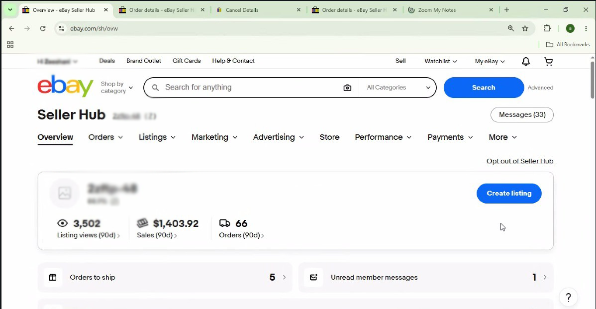 eBay student sales dashboard