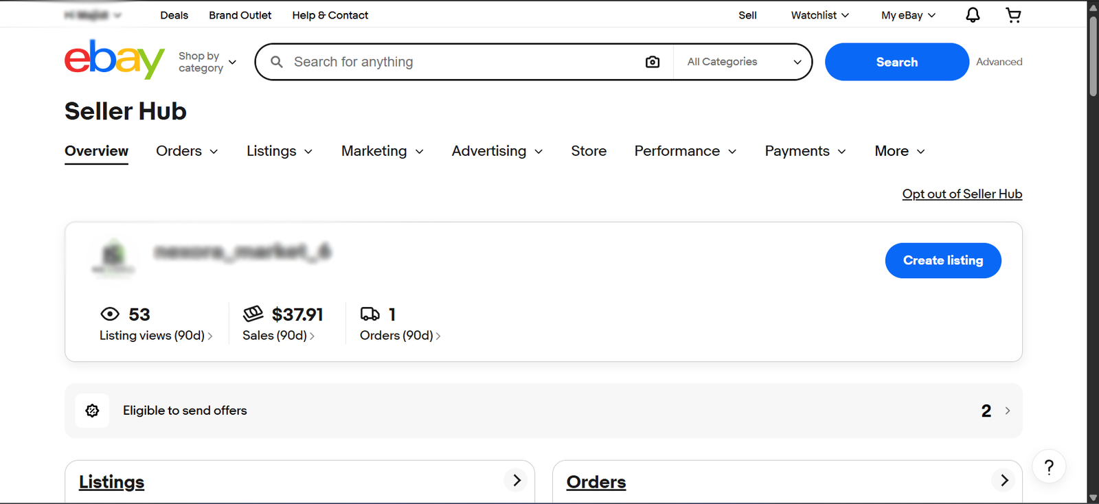 eBay student sales dashboard